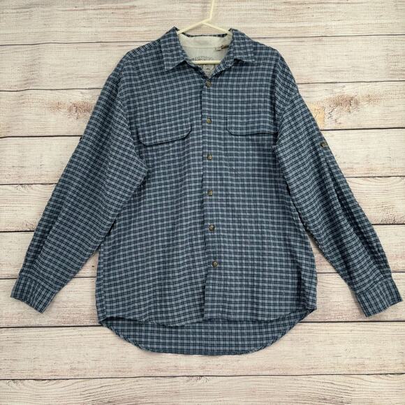 Royal Robbins Outdoor Roll Tab Sleeves‎ Button Down Shirt Men's Size L Blue - Picture 1 of 13